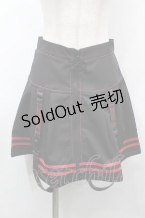 画像: KILL STAR / レザーサスペンダー付きスカート  黒ｘ赤 S-25-09-25-058-SL-SK-HR-ZS