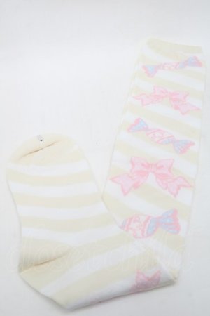 画像: Angelic Pretty / キャンディボーダーオーバーニー  アイボリー S-25-09-25-012-AP-AC-HR-ZS