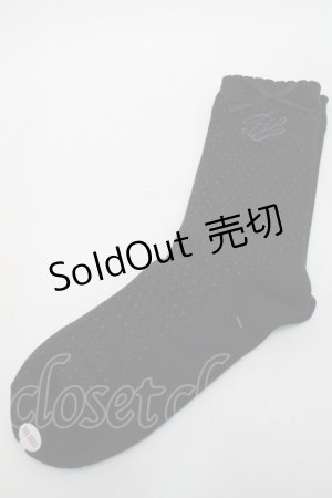 画像: PINK HOUSE / リボンロゴソックス  黒 S-25-09-25-018-LO-ZA-HR-ZS