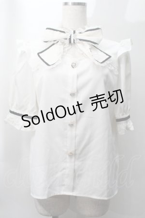 画像: Rojita / ハート釦配色ラインリボンブラウス  白 S-25-09-27-037-LO-BL-AS-ZS