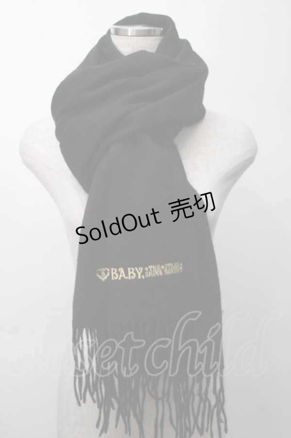 画像1: BABY,THE STARS SHINE BRIGHT / ロゴ刺繍ストール  黒 S-25-09-29-035-BA-ZA-AS-ZT485 (1)