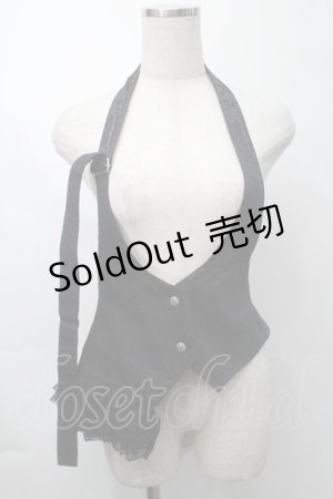 画像: GRAMM / 切替レースホルターベスト  黒 S-25-09-29-039-HN-TO-HR-ZS