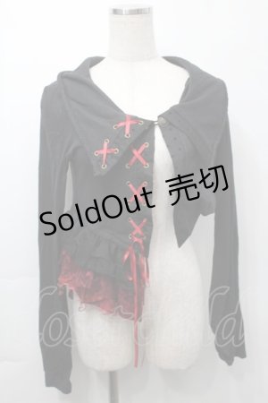 画像: GRAMM / レースアップボレロ  黒ｘ赤 S-25-09-29-050-HN-TS-HR-ZS