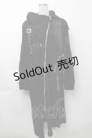 画像: Sixh / 刺繍ロングZIPパーカー  黒 S-25-09-29-051-HN-TO-HR-ZS