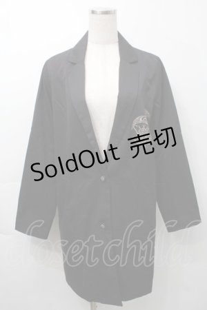 画像: Sixh / プリントロングジャケット  黒 S-25-09-29-052-HN-JA-HR-ZS