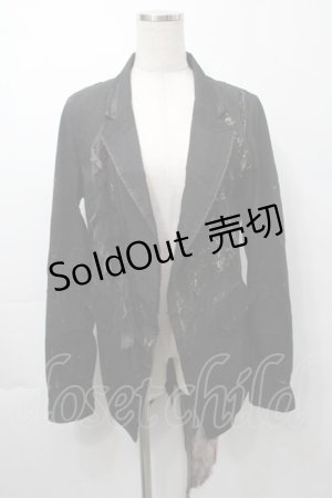 画像: DARK RED  RUM / レース切替ダメージジャケット  黒 S-25-09-29-054-HN-JA-HR-ZS