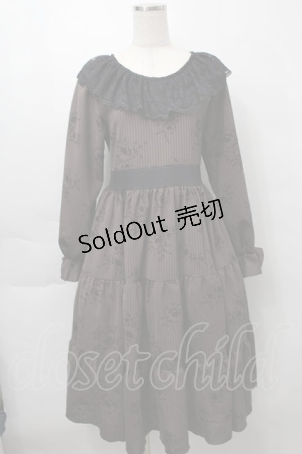 画像1: marcHenTica / ストライプワンピース  ブラウンｘ黒 S-25-09-29-062-LO-OP-AS-ZS (1)