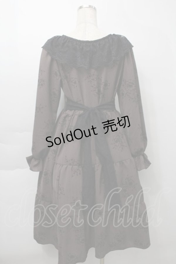 画像2: marcHenTica / ストライプワンピース  ブラウンｘ黒 S-25-09-29-062-LO-OP-AS-ZS (2)