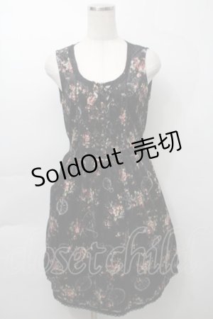 画像: axes femme / ベロアプリントワンピース  黒 S-25-09-29-063-AX-OP-AS-ZS