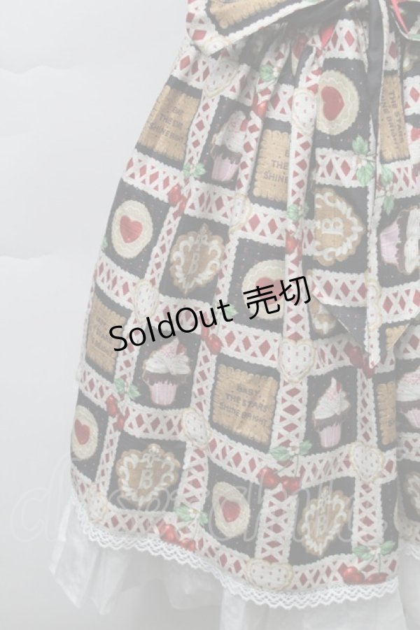 画像3: BABY,THE STARS SHINE BRIGHT / La Patisserie〜Mon peche mignon〜柄エプロンジャンパースカート  黒 S-25-09-29-064-BA-OP-HR-ZS (3)