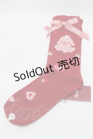 画像: PINK HOUSE / sweets lop ear bunnyソックス  赤 S-25-09-29-010-LO-ZA-HR-ZS