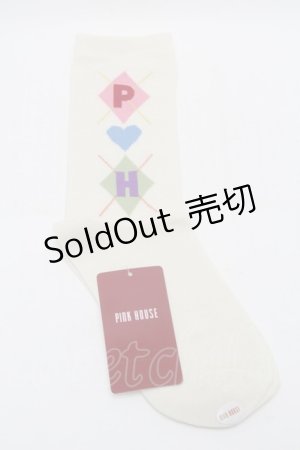 画像: PINK HOUSE / PHロゴアーガイル柄ソックス  アイボリー S-25-09-29-002-LO-ZA-HR-ZS