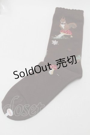 画像: PINK HOUSE / ウィンターフォレストトリート柄ソックス  ブラウン S-25-09-29-015-LO-ZA-HR-ZS