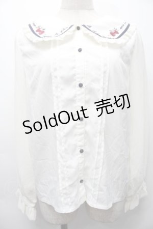 画像: axes femme POETIQUE / リボン付ストロベリー刺繍ブラウス  オフ S-25-10-01-033-AX-BL-AS-ZS