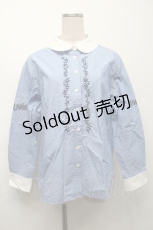 画像: Jane Marple / 刺繍ブラウス  ブルー S-25-10-01-035-JM-BL-AS-ZS