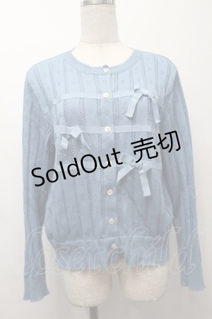 画像: Jane Marple / リボン透かしカーディガン  ブルー S-25-10-01-036-JM-TO-AS-ZS