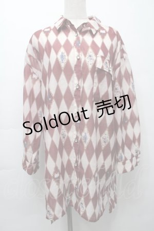 画像: axes femme kawaii / ダイヤ柄シアーシャツ  ワイン S-25-10-01-037-AX-BL-AS-ZS