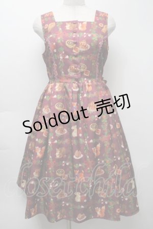 画像: axes femme kawaii / 森のケーキ屋さん柄ジャンスカ  ワイン S-25-10-01-043-AX-OP-AS-ZS
