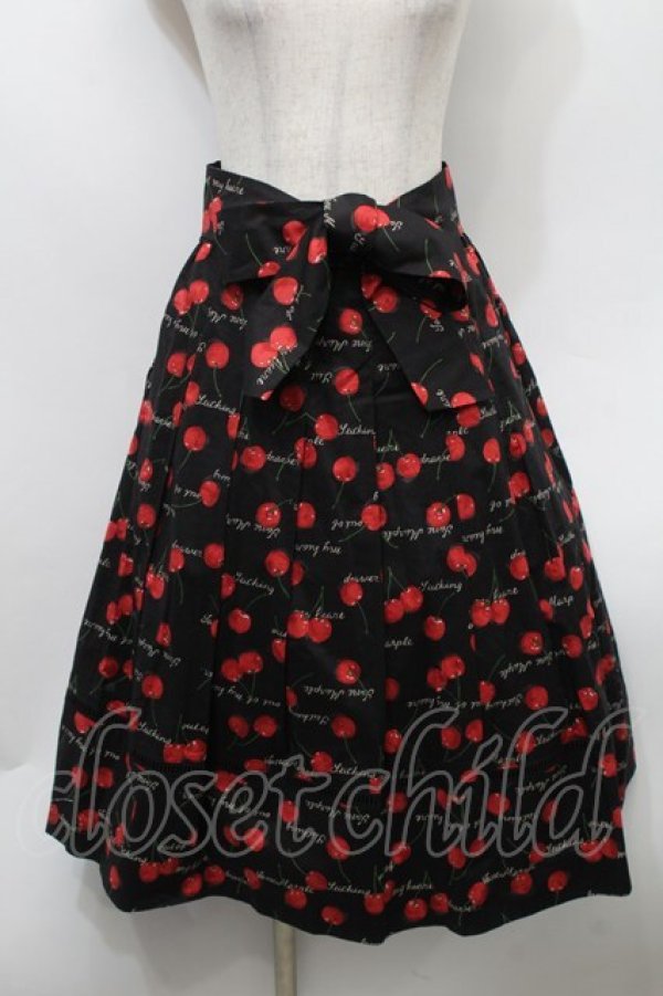 画像1: Jane Marple / Skipping cherries タックスカート  黒 S-25-10-02-056-JM-SK-AS-ZS (1)