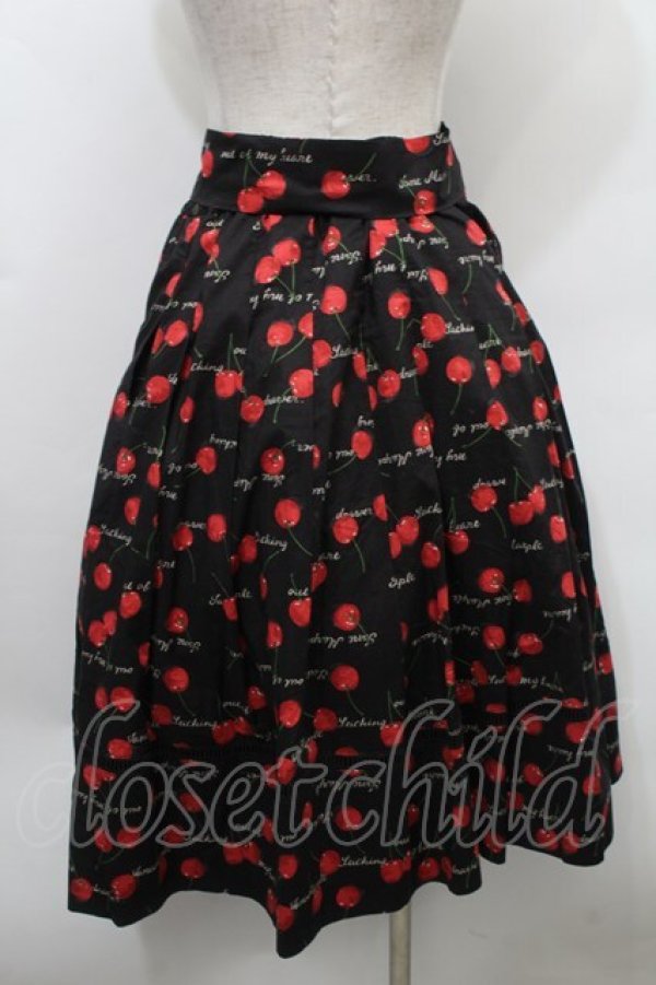 画像2: Jane Marple / Skipping cherries タックスカート  黒 S-25-10-02-056-JM-SK-AS-ZS (2)