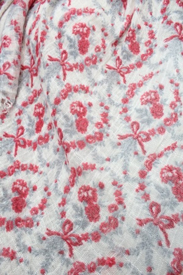 画像3: axes femme / 花柄スカーフ  白ｘ赤 S-25-10-02-027-AX-ZA-HR-ZS (3)