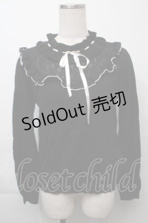 画像: Secret Honey / デコルテレース切替ニットソー  黒 S-25-10-03-041-CA-TO-HR-ZS