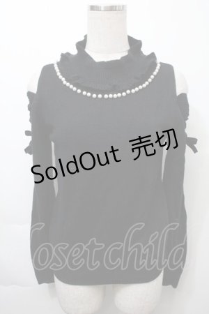 画像: Ank Rouge / パールデザインニット  黒 S-25-10-03-042-CA-TO-HR-ZS