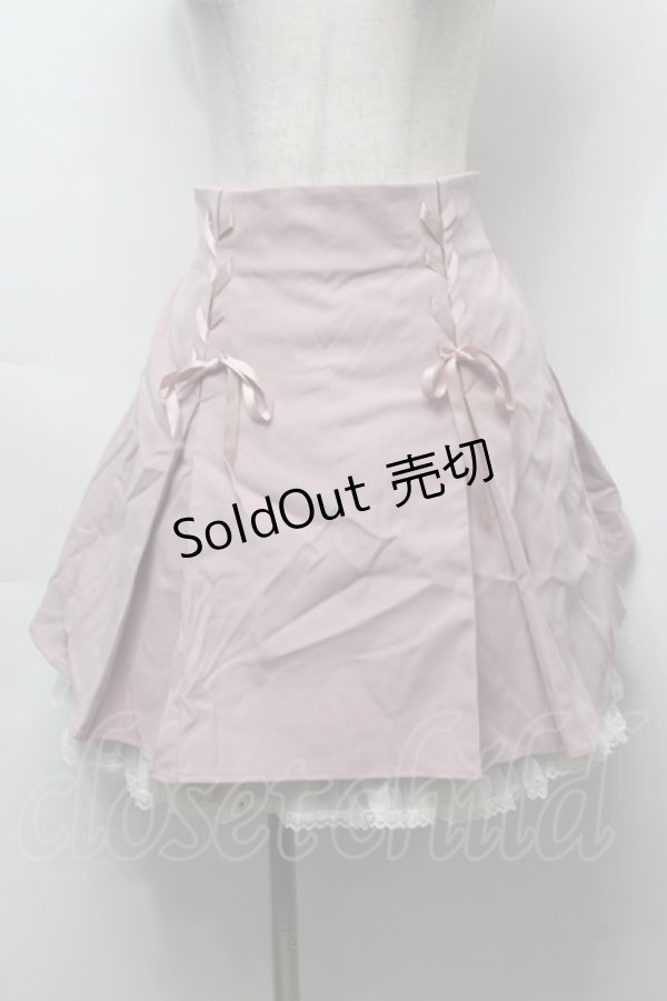 画像1: Secret Honey / バックリボン＆ティアードスカート  ピンクｘオフ S-25-10-03-057-CA-SK-HR-ZS (1)