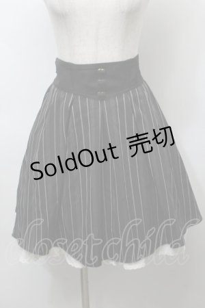 画像: Secret Honey / バックリボンストライプスカート  黒 S-25-10-03-065-CA-SK-HR-ZS