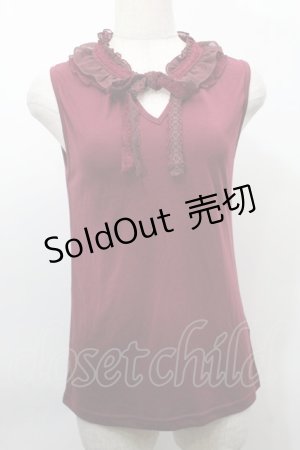 画像: axes femme / スタンド襟付きタンク  ワイン S-25-10-03-013-AX-TO-AS-ZS