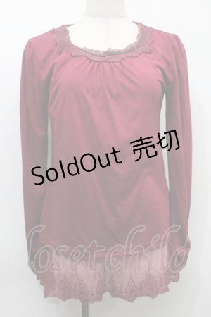 画像: axes femme / レースデザイントップス  ワイン S-25-10-03-014-AX-TO-AS-ZS