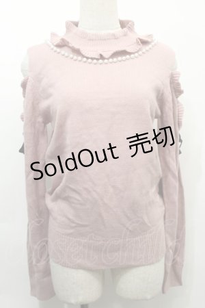 画像: Ank Rouge / パールデザインニット  ピンク S-25-10-03-021-CA-TO-HR-ZS