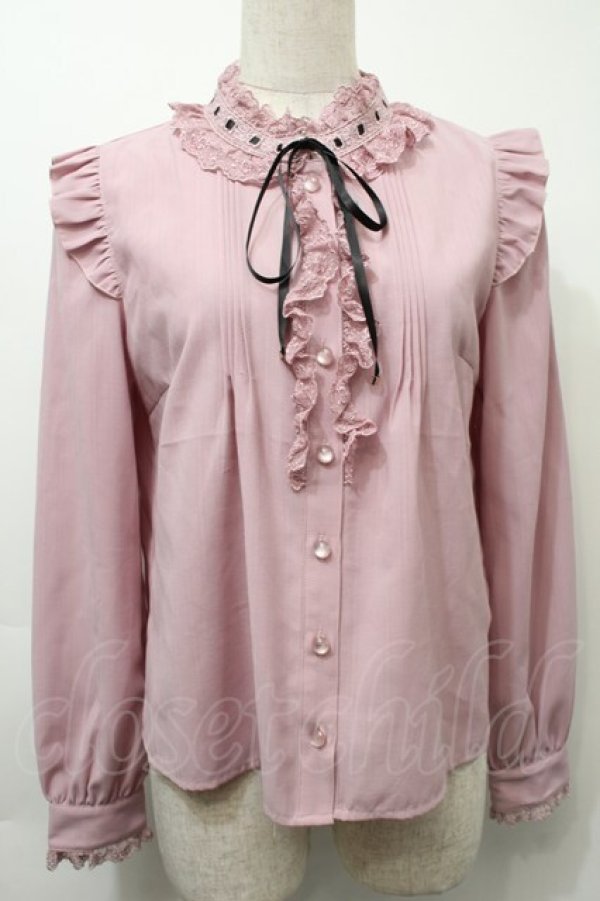 画像1: Secret Honey / フリル襟ブラウス  ピンク S-25-10-03-032-CA-TS-AS-ZS (1)