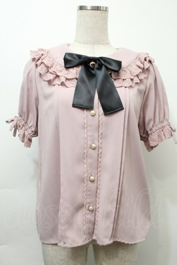 画像1: 【SALE】Ank Rouge / ビジューボタンブラウス  ピンク S-25-10-03-035-CA-BL-HR-ZT224 (1)