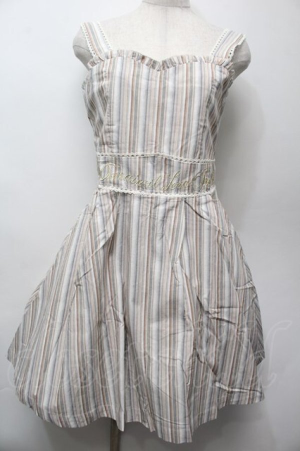 画像1: axes femme POETIQUE / ストライプジャンパースカート  オフ S-25-10-05-009-AX-OP-AS-ZS (1)