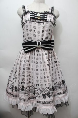 画像: BABY,THE STARS SHINE BRIGHT / Petite Cherie Camelia Coffret柄リボンジャンパースカート  ピンク S-25-10-05-012-BA-OP-AS-ZS
