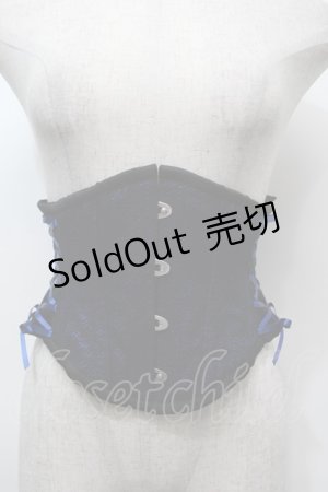 画像: abilletage / レースデザインショートコルセット 4 黒ｘ青 S-25-10-05-002-GO-AC-AS-ZS
