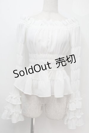 画像: Millenoir / シフォンオフショルブラウス  白 S-25-10-06-1001-EL-BL-AS-ZS