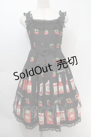 画像: Innocent World / チェリージャムレースジャンパースカート  黒 S-25-10-06-1043-IW-OP-AS-ZS