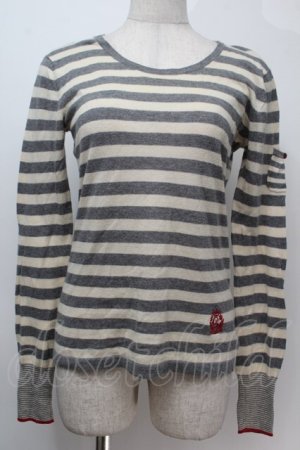 画像: Lois CRAYON / /ボーダーニット  グレーｘオフ S-25-10-06-1007-LO-TO-AS-ZS