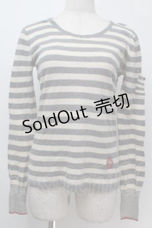 画像: Lois CRAYON / /ボーダーニット  グレーｘオフ S-25-10-06-1007-LO-TO-AS-ZS