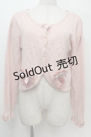画像: PINK HOUSE / PINK HOUSE×misako aoki ハートモチーフカーディガン  ピンク S-25-10-06-1012-LO-TO-AS-ZS