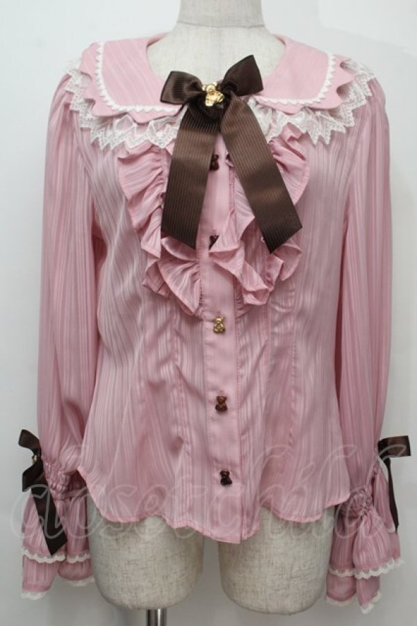 画像1: BABY,THE STARS SHINE BRIGHT / Fondant Chocolat Nounours Collectionブラウス  ピンク S-25-10-06-1014-BA-BL-AS-ZS (1)