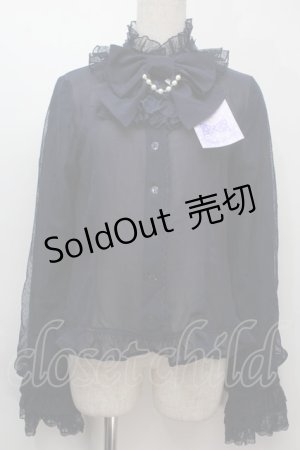 画像: Angelic Pretty / Lacy夜会ブラウス  紺 S-25-10-06-1020-AP-BL-AS-ZS