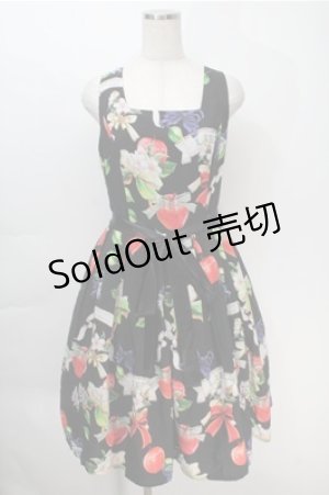 画像: LIEF / アップルブロッサムジャンパースカート  黒 S-25-10-06-007-LO-OP-AS-ZS