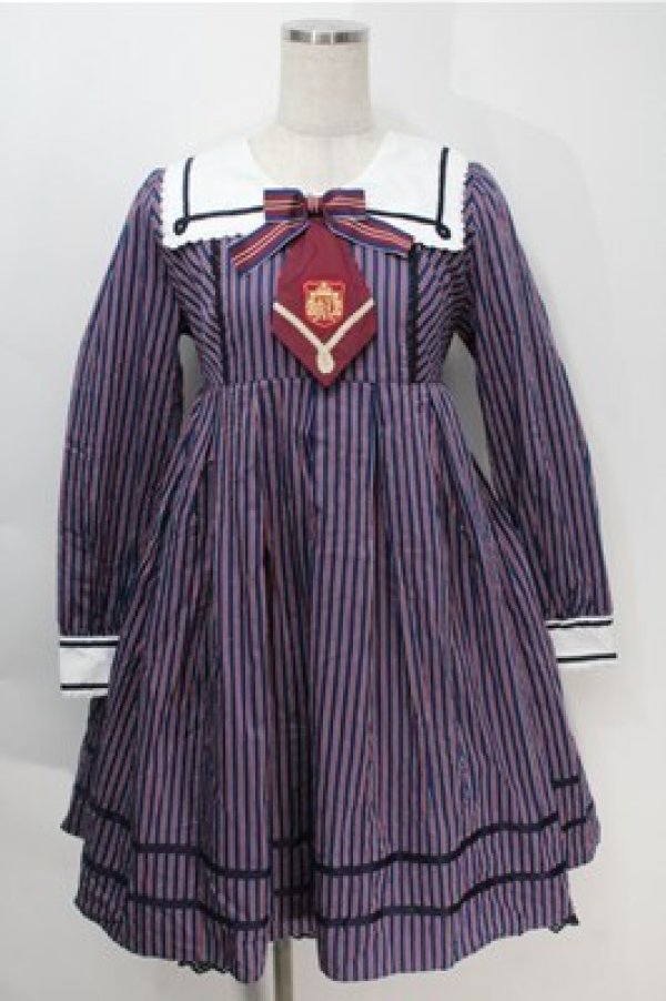 画像1: Angelic Pretty / Universityワンピース  紺ｘ赤 S-25-10-06-013-AP-OP-AS-ZS (1)