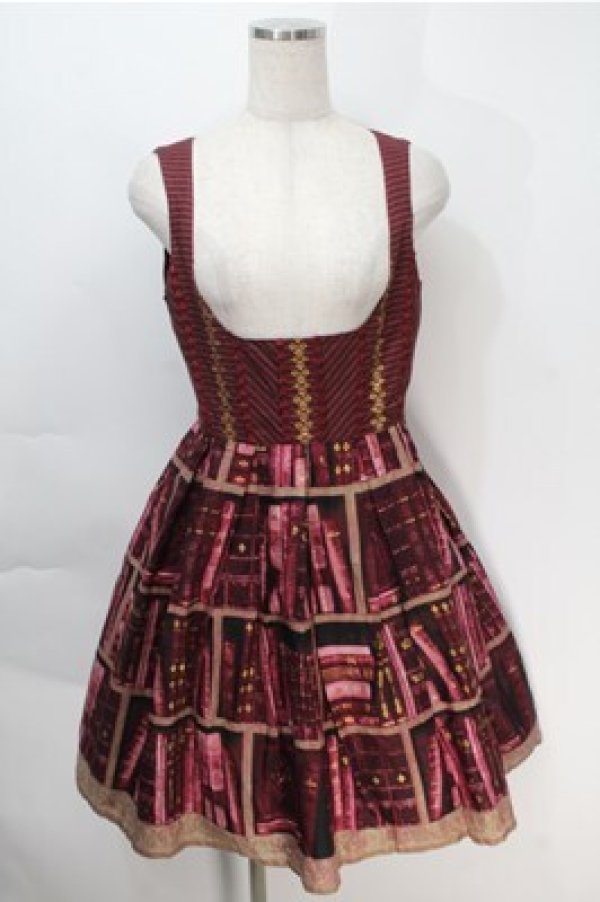 画像1: Innocent World / 王宮図書館コルセットジャンパースカート  ワイン S-25-10-06-019-IW-OP-AS-ZS (1)
