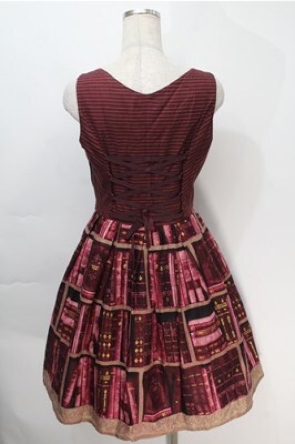 画像2: Innocent World / 王宮図書館コルセットジャンパースカート  ワイン S-25-10-06-019-IW-OP-AS-ZS (2)