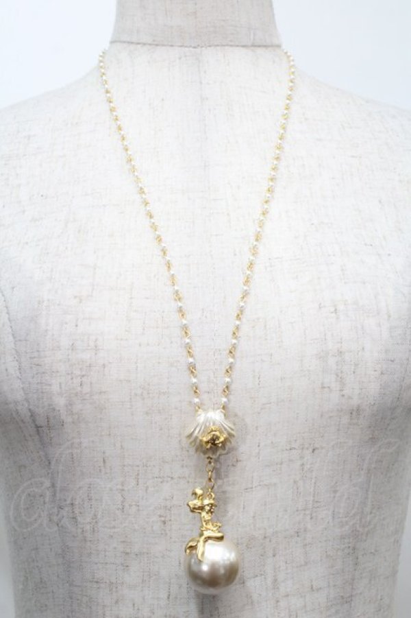 画像1: Q-pot. / /リトルマーメイド/パールネックレス  白 S-25-10-07-062-QP-OP-HR-ZS (1)