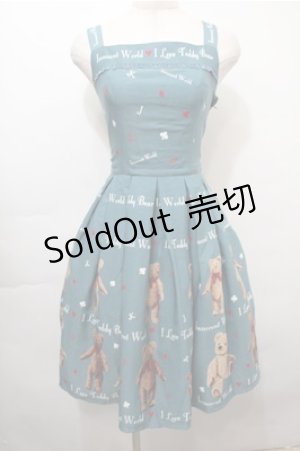 画像: Innocent World / テディベアートランプジャストウエストジャンパースカート M ブルー S-25-10-08-057-IW-OP-HR-ZS